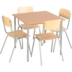 Set de 1 Table carrée avec 4 chaises