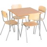 Set de 1 Table carrée avec 4 chaises