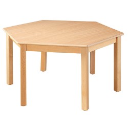 Table en bois massif hexagonale 120 cm