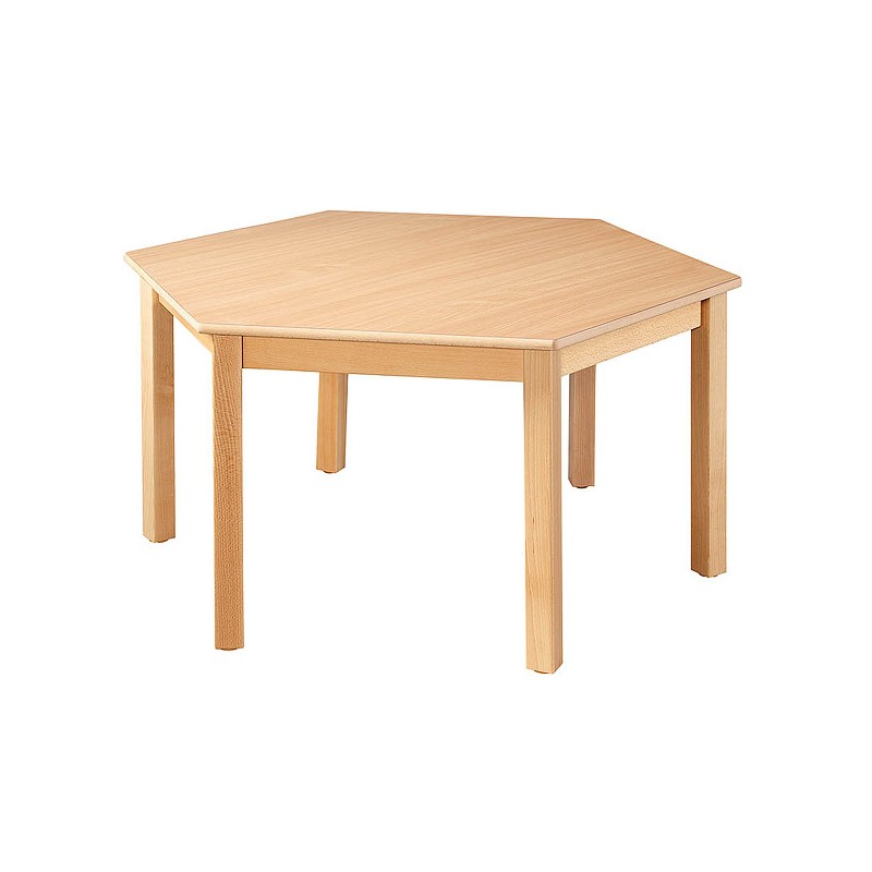 Table en bois massif hexagonale 120 cm