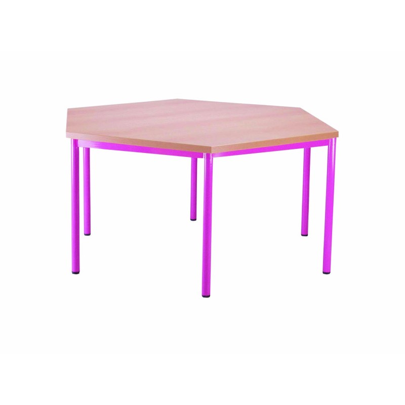 Table pieds soudés, table hexagonale Ø 120cm