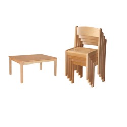 Set Table en bois 120 x 60 cm avec 4 chaises