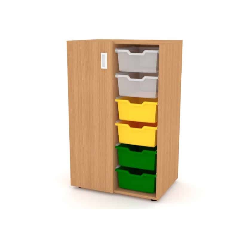 Armoire en bois NELI 1 porte 6 bacs