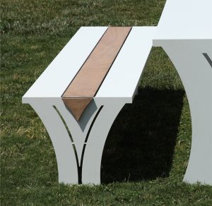 banc en acier/bois blanc