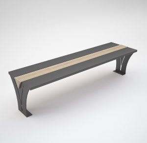 banc en acier/bois gris